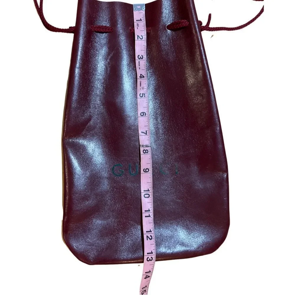 Vintage Rare Gucci Burgundy Red Leather Drawstring Pouch